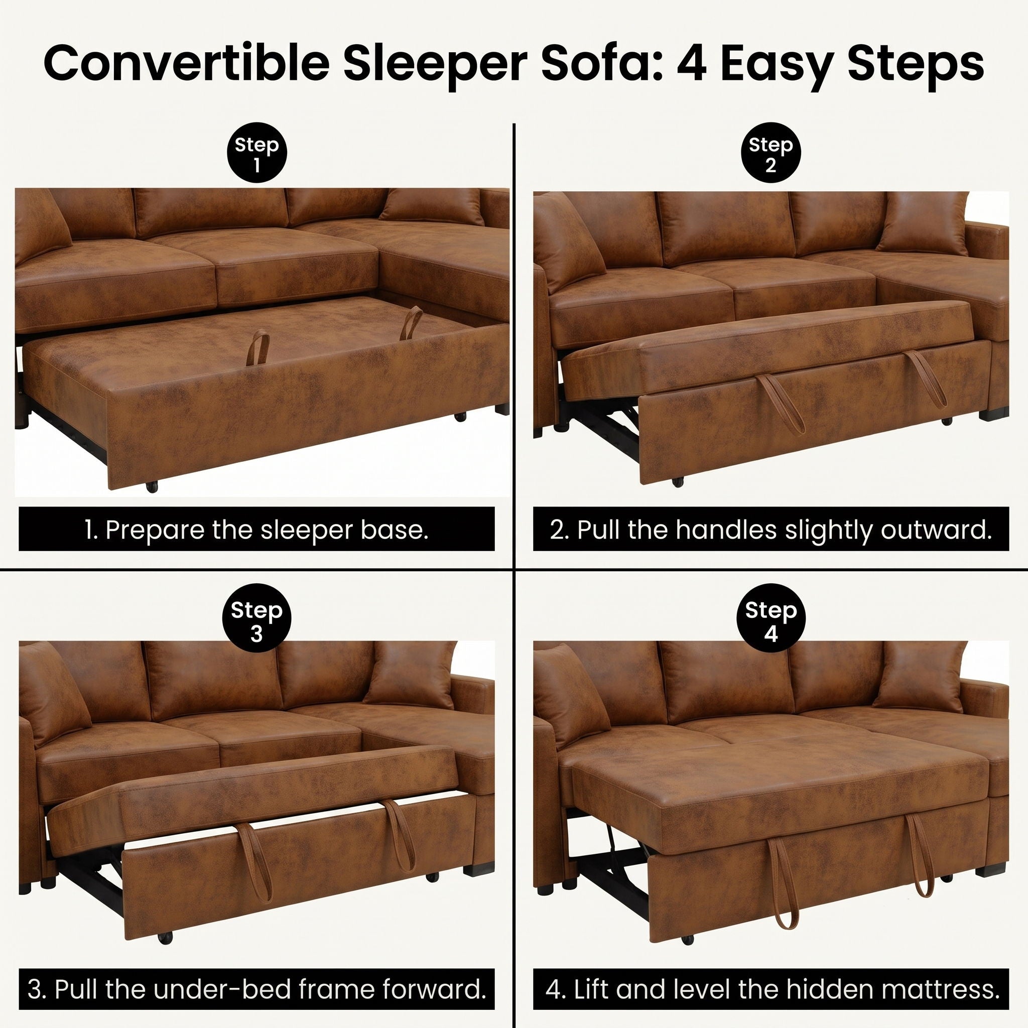 Upholstered Sectional With Pull-Out Bed And Chaise Storage