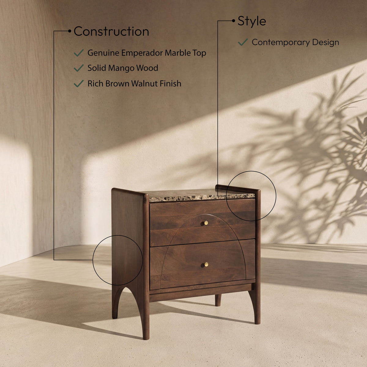 Veya - 22" Mango Wood Nightstand