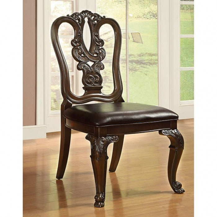 Bellagio Brown Cherry 7-Piece Traditional Fabric Dining Table Set