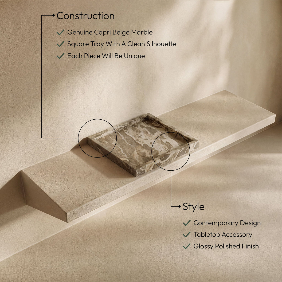 Michael - Genuine Marble Tray