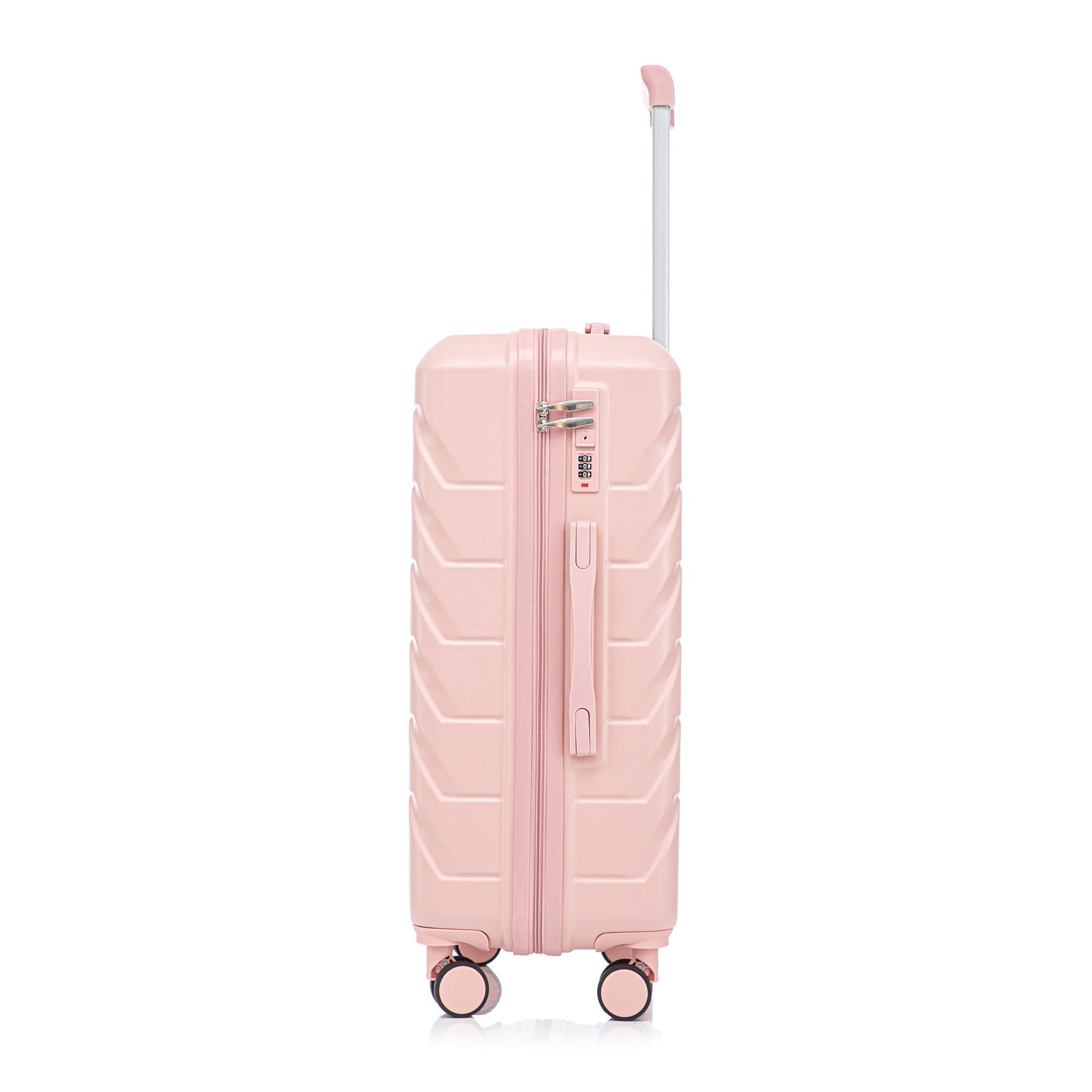 Hard Shell Luggage With Scratch Resistant Surface, 4 Wheels, Combination Lock & Side Hooks
