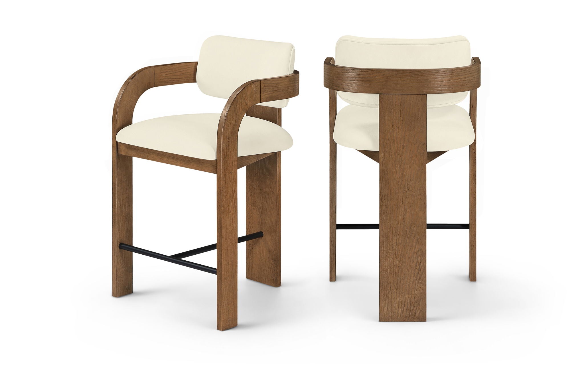 Cedra - Velvet Performance Fabric Upholstered Counter Stool - Brown Frame