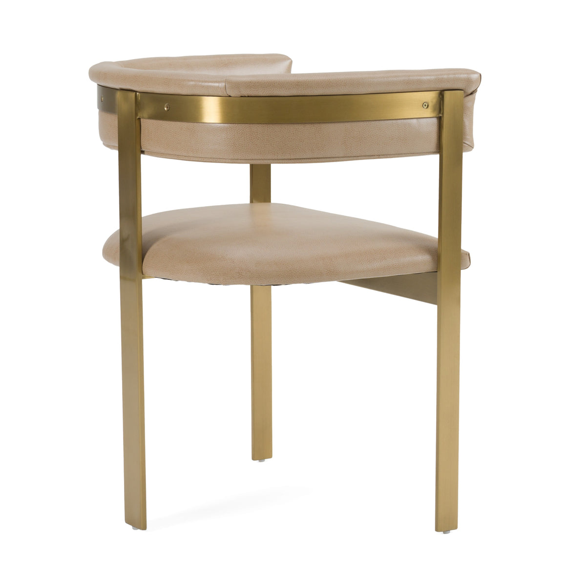 Boswell - Modern Brown Faux Leather + Gold Dining Chair
