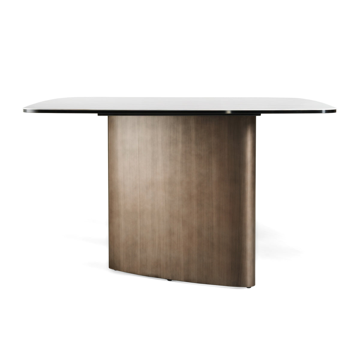 Bounty - Modern White Ceramic + Antique Brass Dining Table