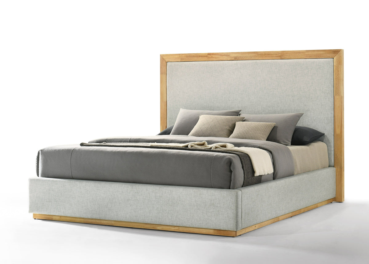 Santa Barbara - Modern Grey Fabric + Natural Bedroom Set