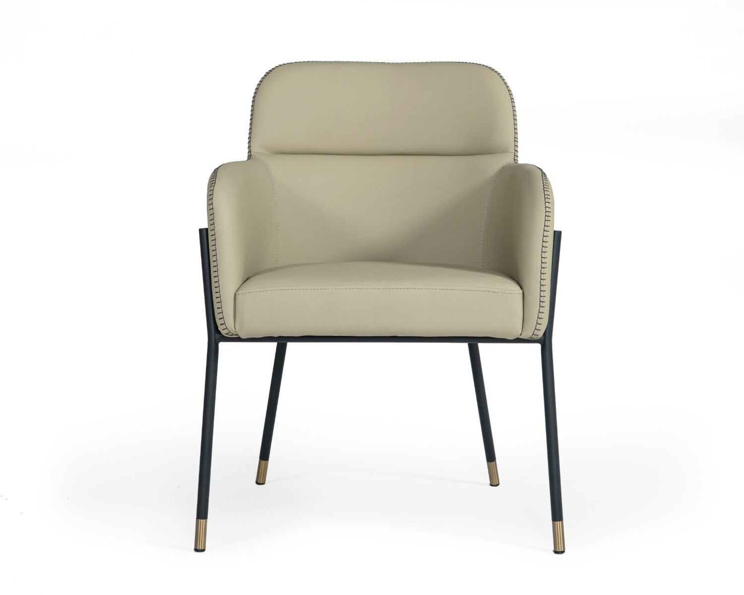 Modrest Brady - Modern Black Metal + Greige Vegan Leather Dining Chair