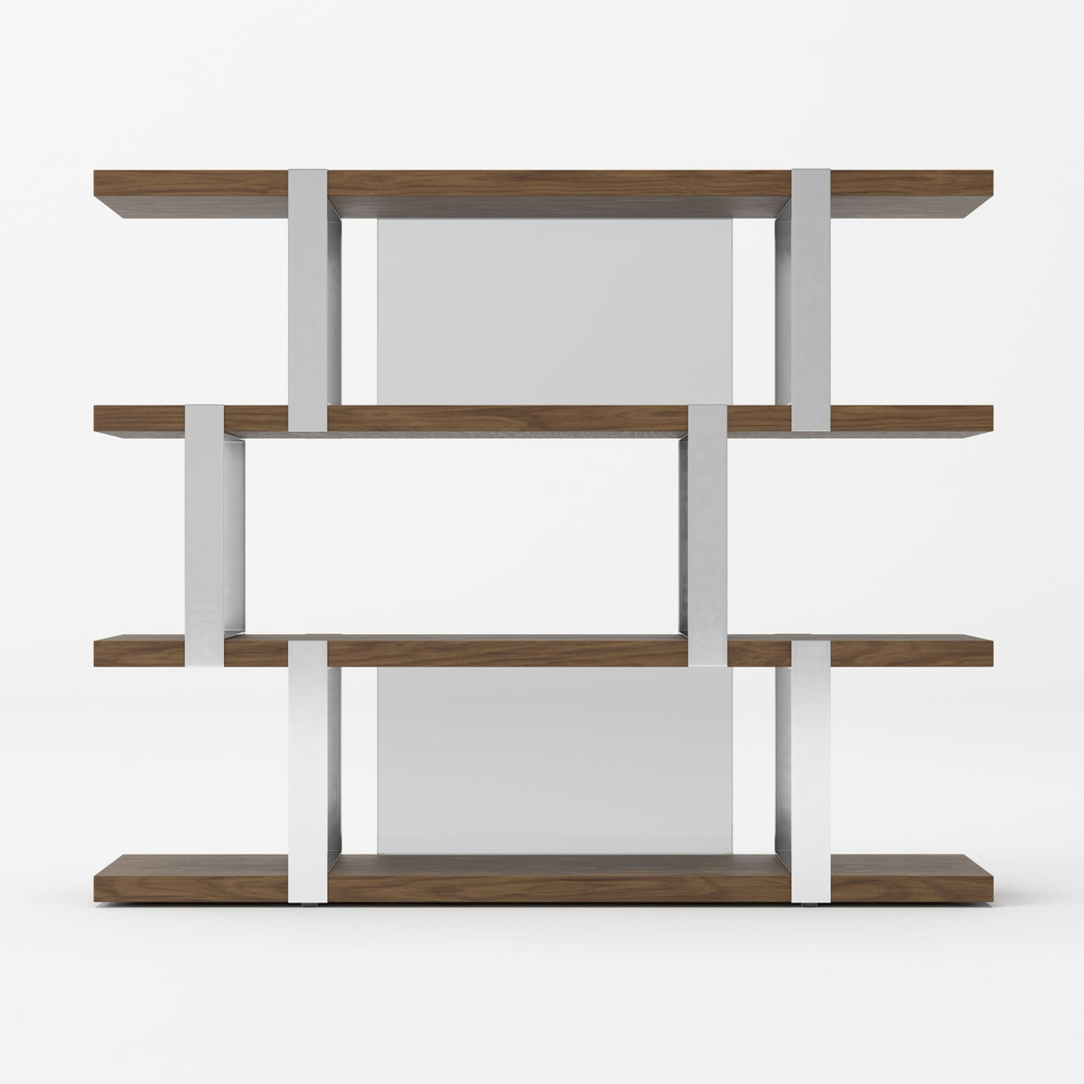Brewer - Modern Walnut Glass & Stainless Steel Bookshelf