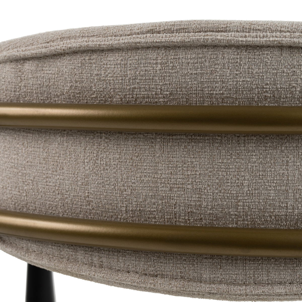 Buchtel - Mid-Century Modern Beige + Gold Arm + Black Dining Chair