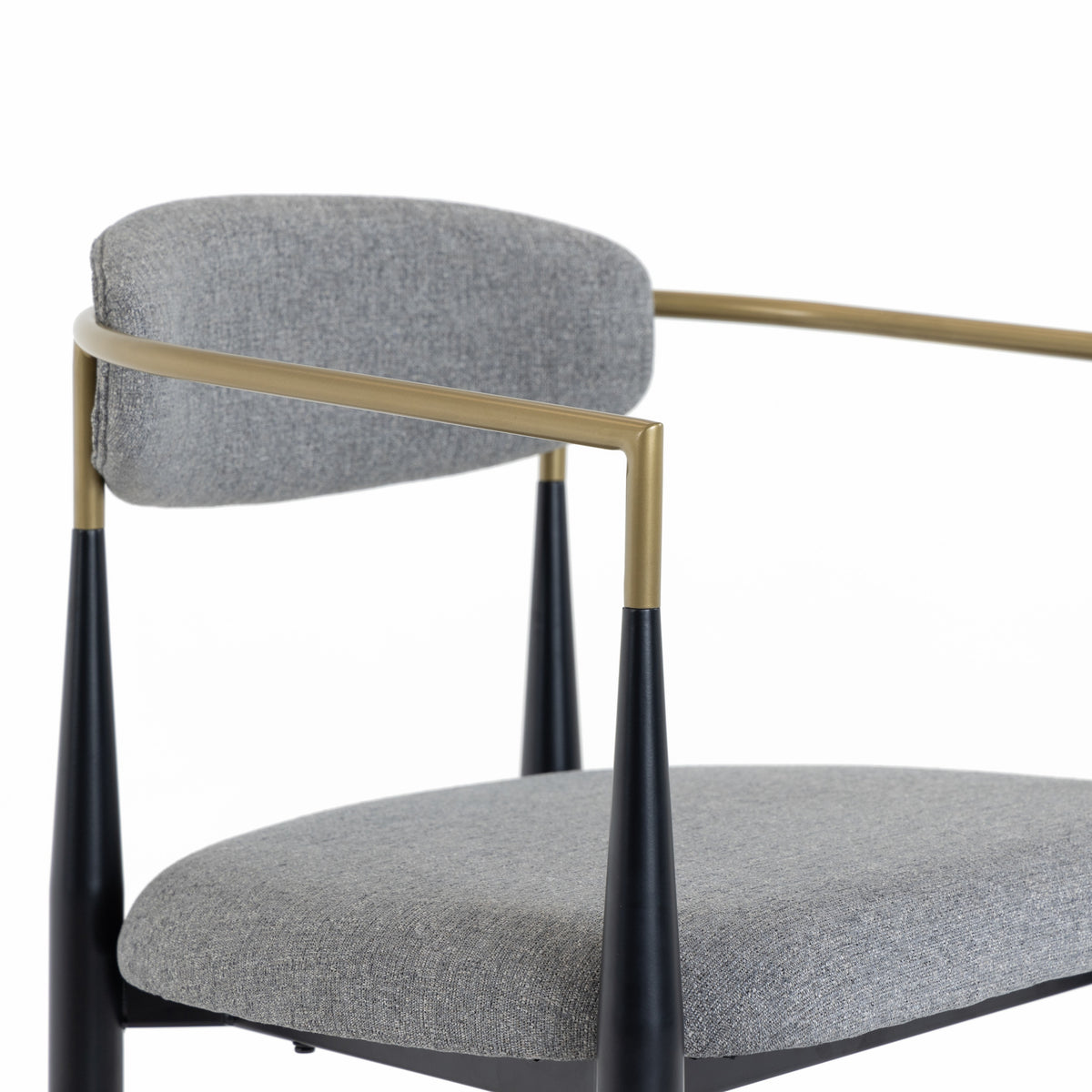 Buchtel - Mid-Century Modern Medium Grey + Gold Arm + Black Counter Chair