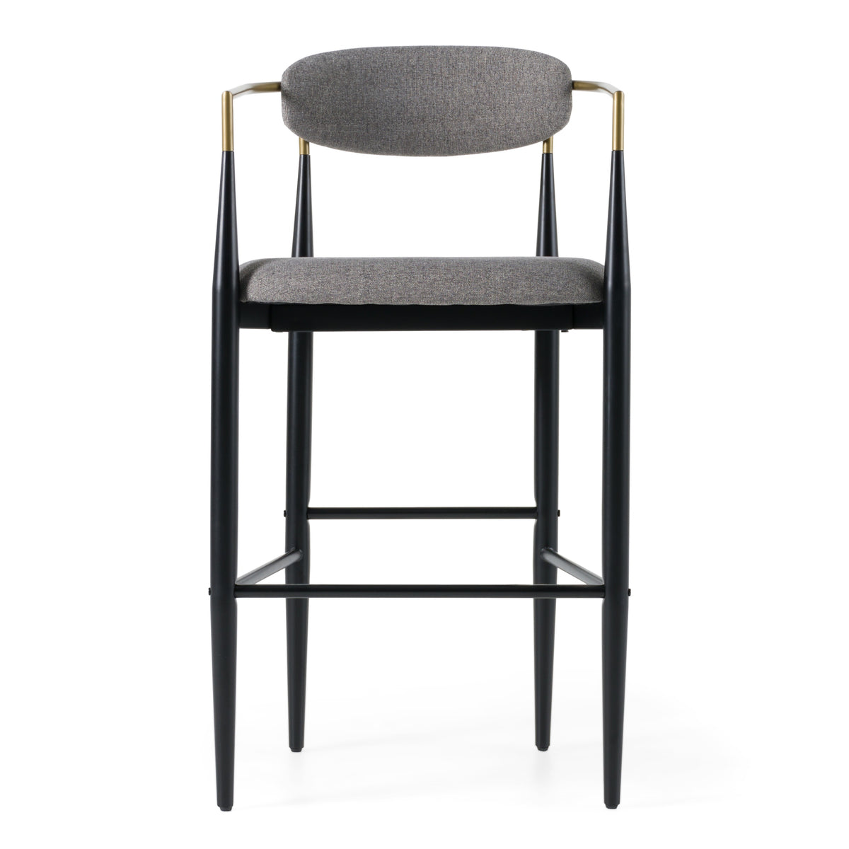 Buchtel - Mid-Century Modern Medium Grey + Gold Arm + Black Bar Chair