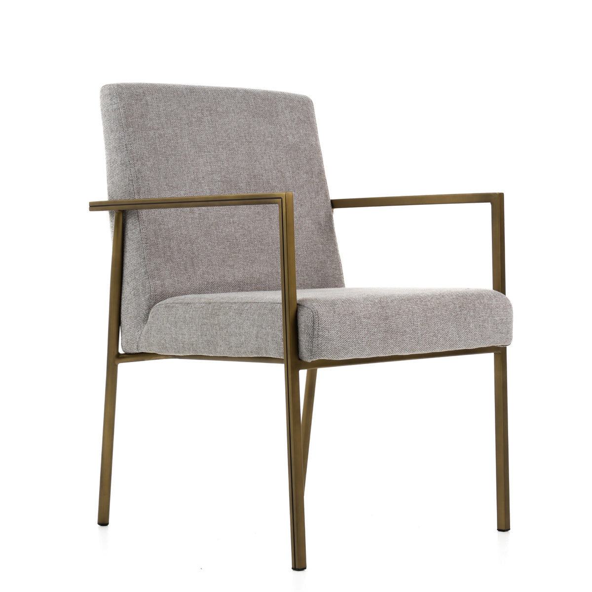 Burnham - Modern Light Grey & Brass Arm Dining Chair