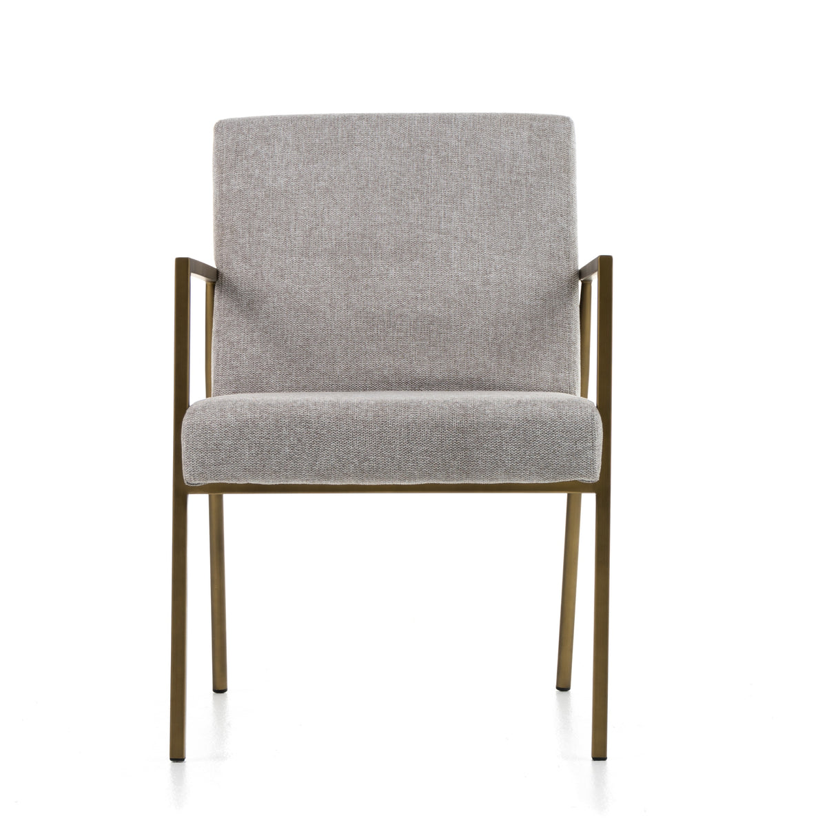 Burnham - Modern Light Grey & Brass Arm Dining Chair