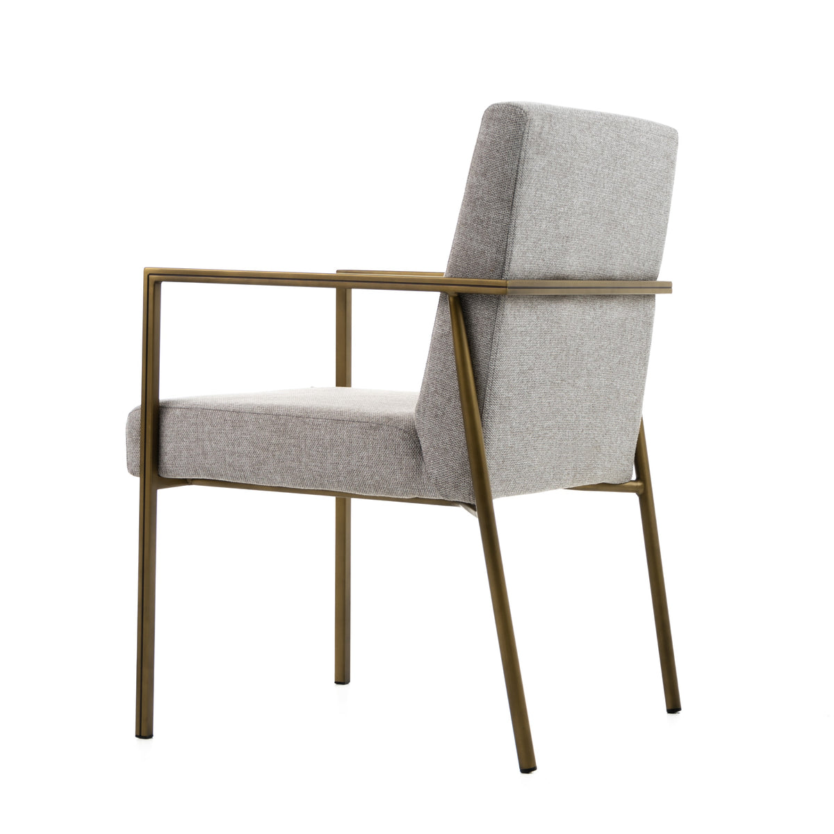 Burnham - Modern Light Grey & Brass Arm Dining Chair