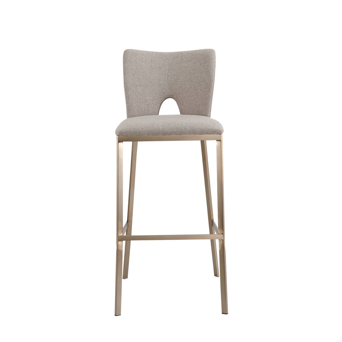 Burton - Glam Greige Fabric + Brass Bar Stool (Set of 2)