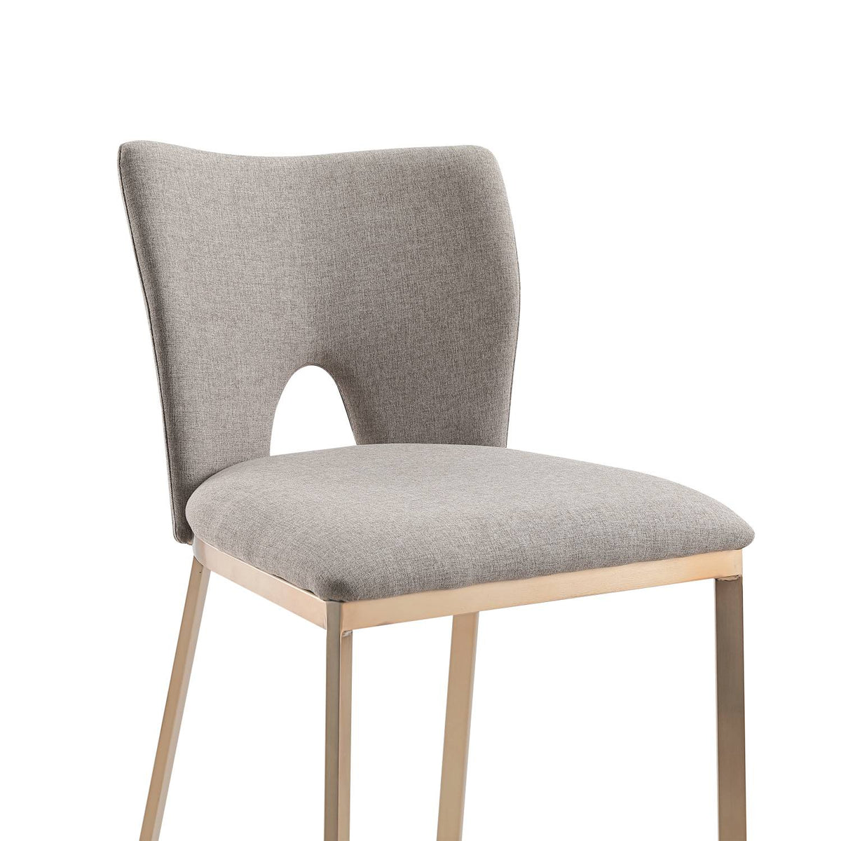 Burton - Glam Greige Fabric + Brass Bar Stool (Set of 2)