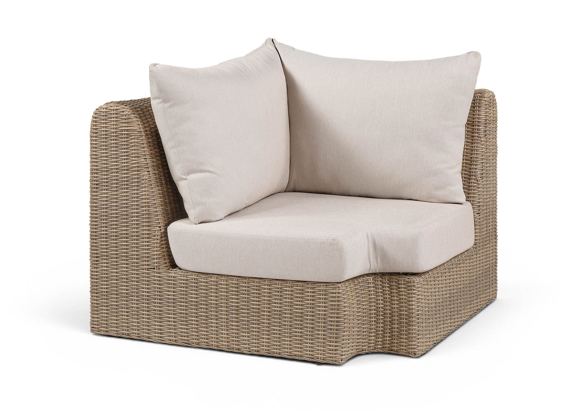 Seacrest - Olefin Water Resistant Fabric And Wicker Outdoor Patio Corner Chair