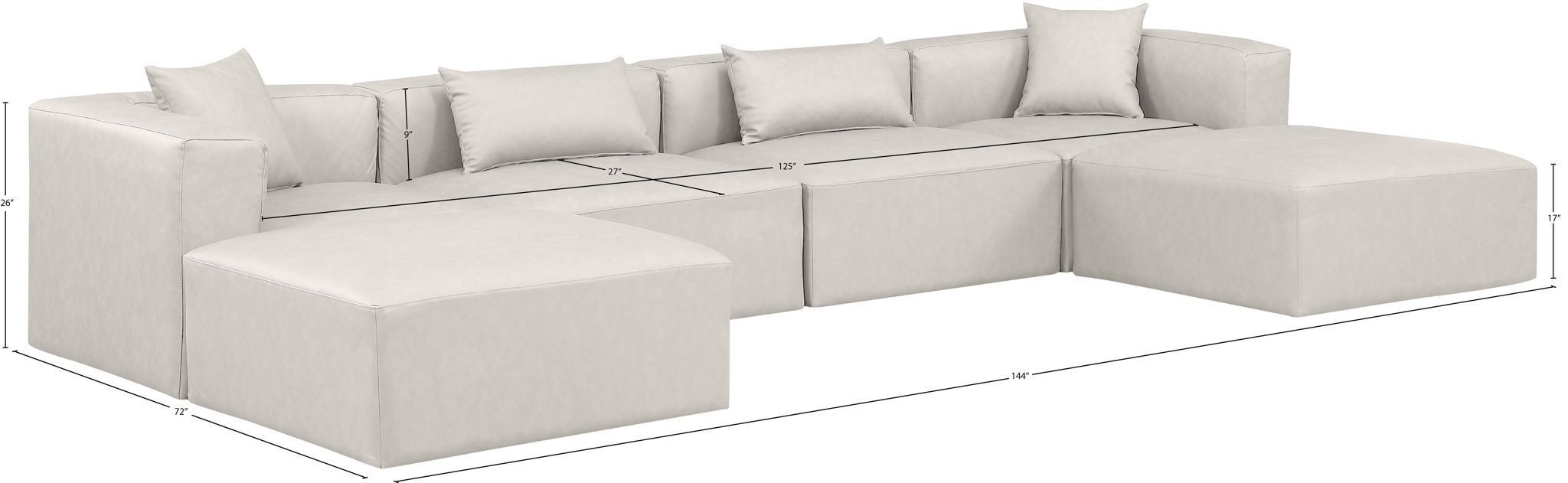Cube - 6 Piece Modular Double Chaise Sectional