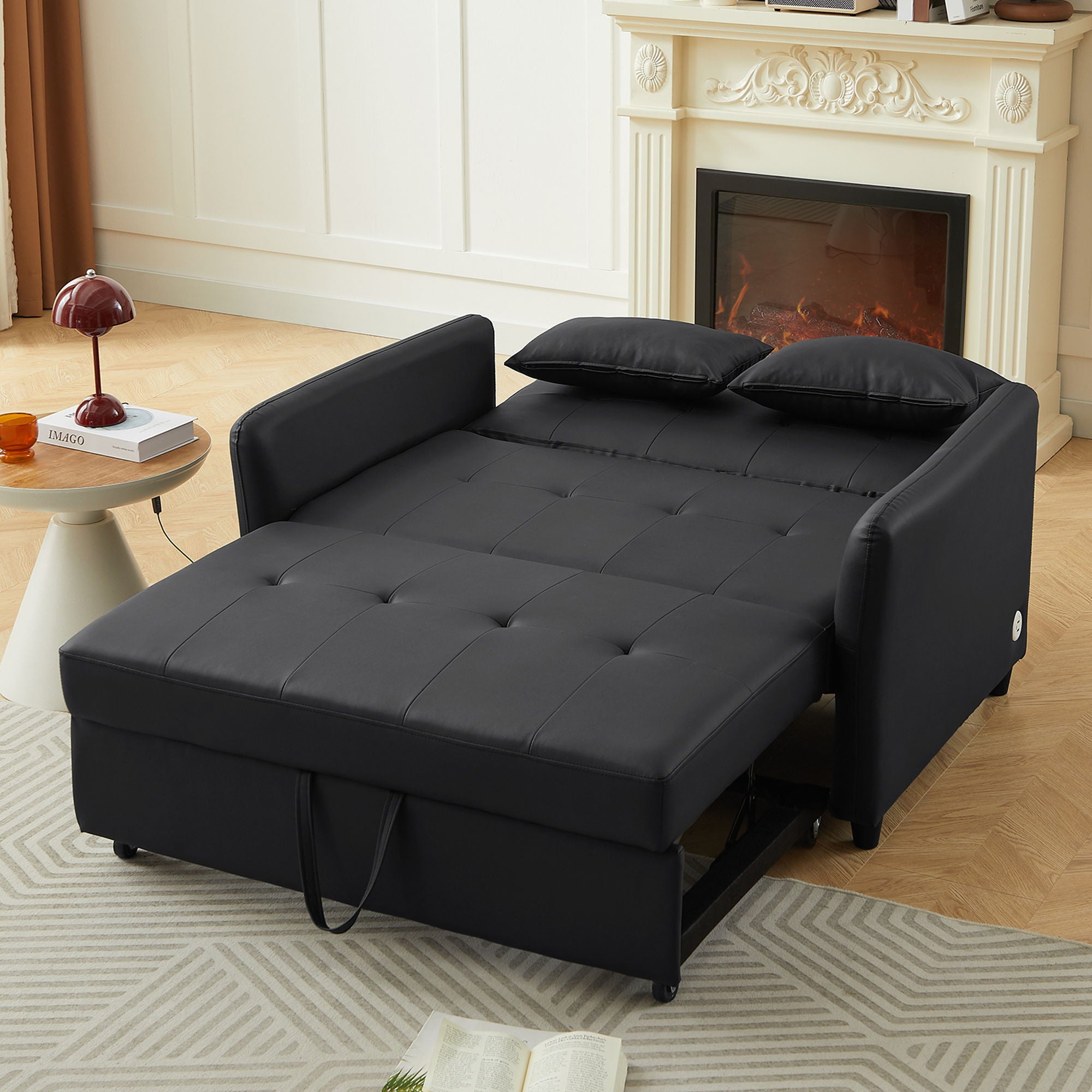 Convertible Sleeper Sofa Bed With 3 USB Ports