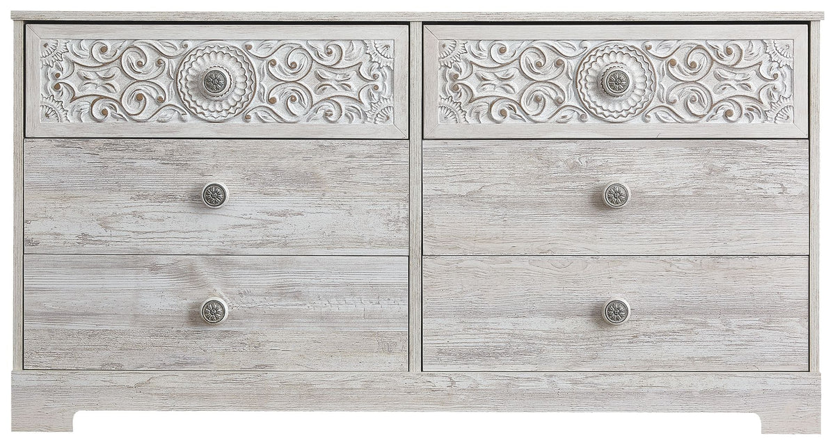 Paxberry - Six Drawer Dresser - Vinyl-Wrapped - Whitewash