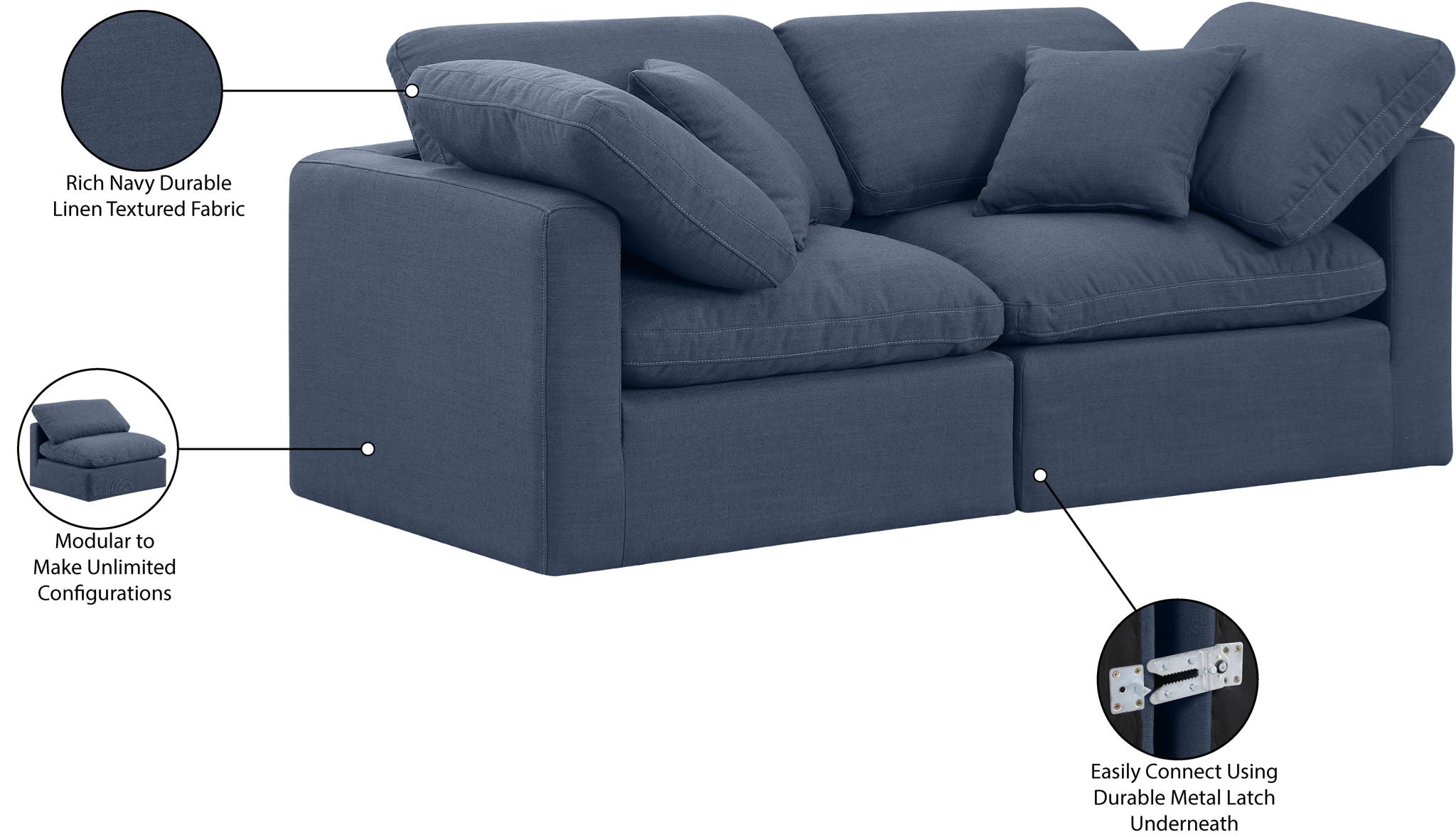 Indulge - Linen 2 Seat Modular Sofa