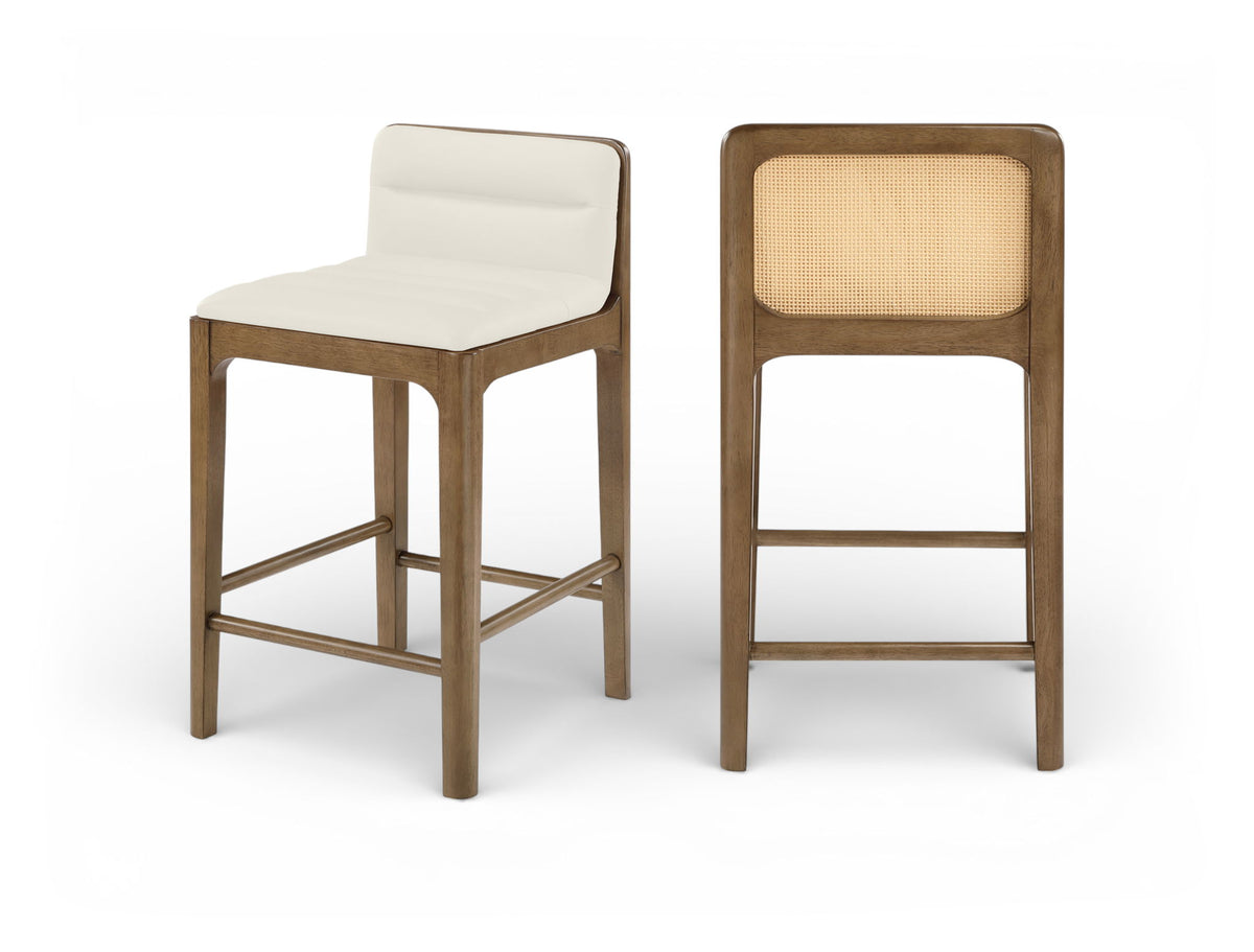 Ellis - Vegan Leather Upholstered Counter Stool (Set of 2) - Brown Base
