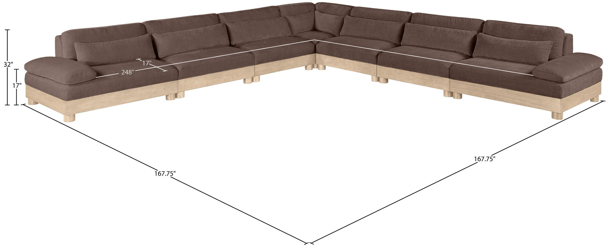 Turin - Chenille Fabric Upholstered Modular Sectional - Brown