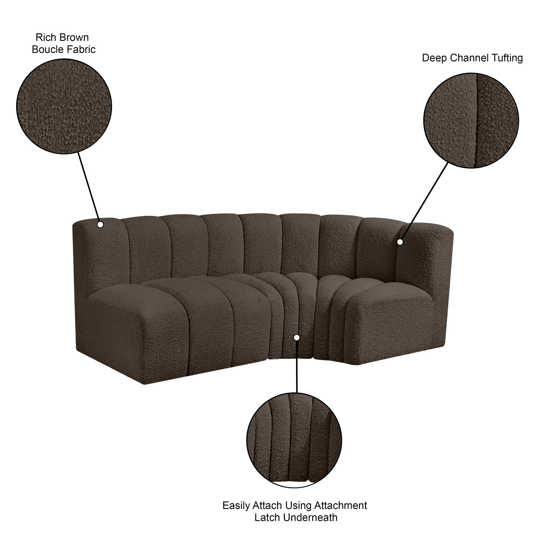 Arc - Boucle Fabric 3 Piece Sofa