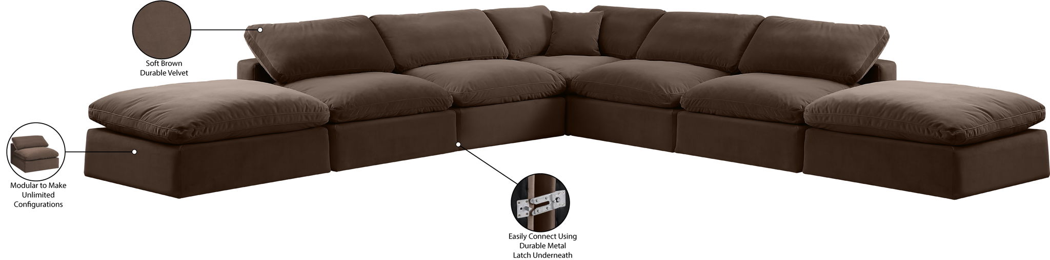 Comfy - 7 Piece Velvet Modular Corner Sectional