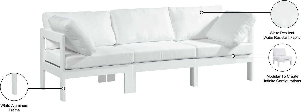 Nizuc - Outdoor Patio 3 Seat Modular Sofa With White Frame