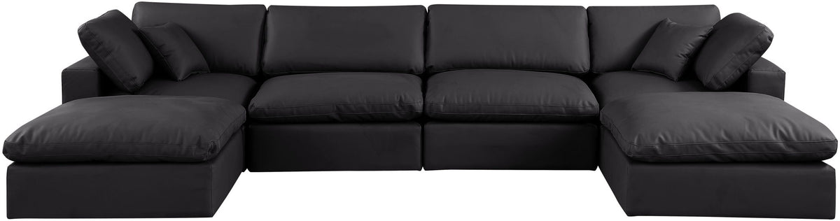 Comfy - 6 Piece Faux Leather Modular Double Chaise Sectional
