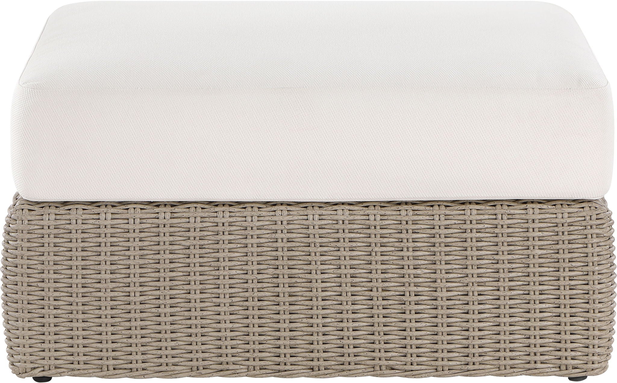 Seacrest - Olefin Water Resistant Fabric And Wicker Outdoor Patio Ottoman/Coffee Table