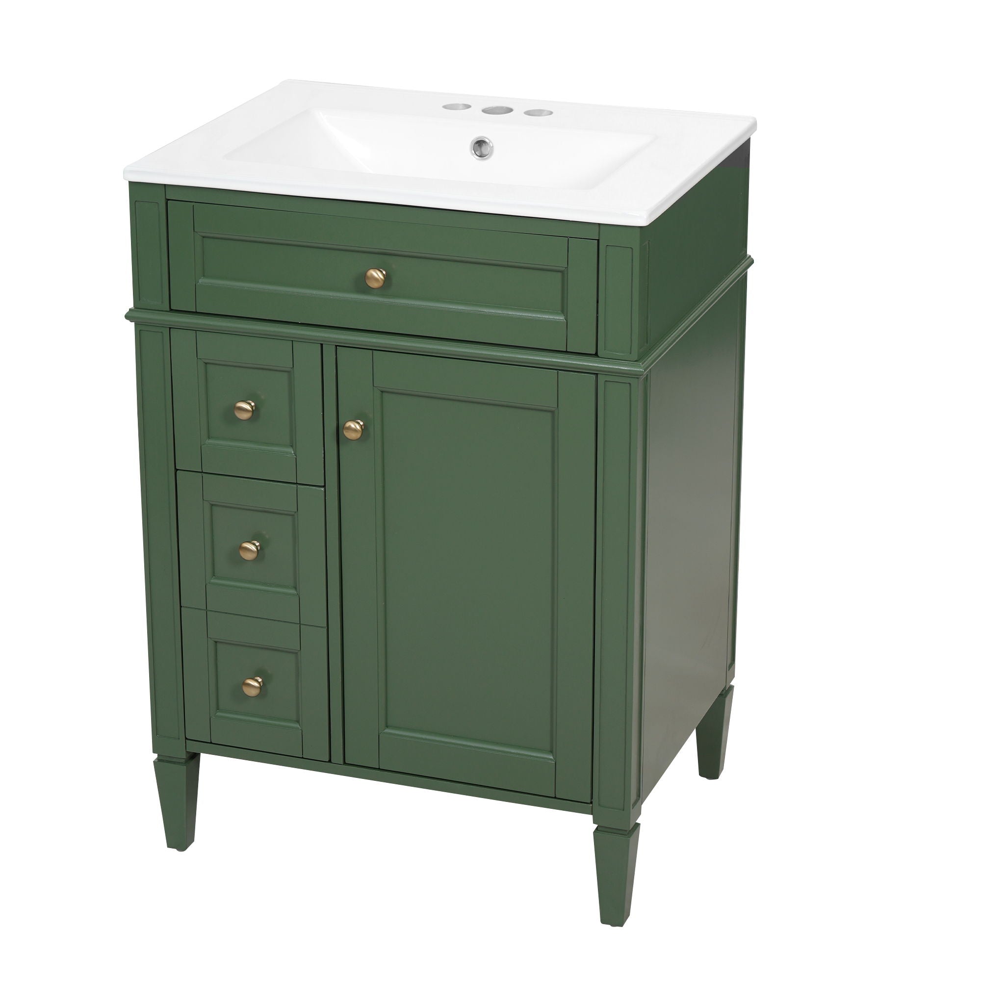 Bathroom Vanity With Top Sink, Storage Cabinet With 2 Drawers And Tip-Out Drawer