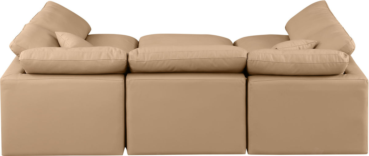 Indulge - Faux Leather 6 Piece Modular Sectional - Tan