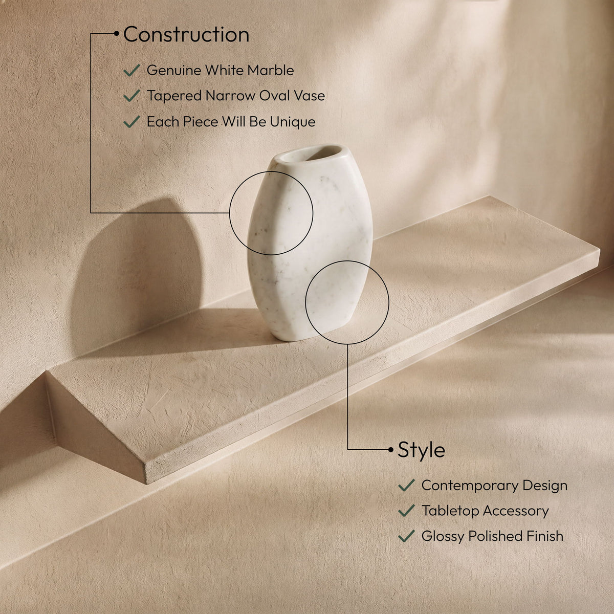 Sadie - Genuine Marble Vase