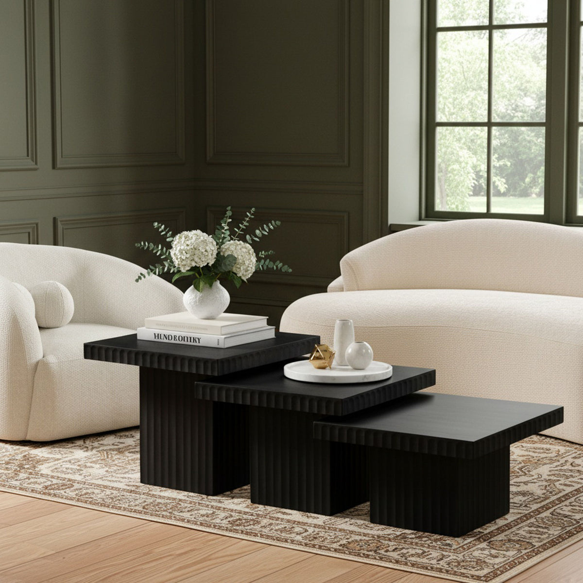 Spencer - Oak Veneer 3 Piece Coffee Tabl