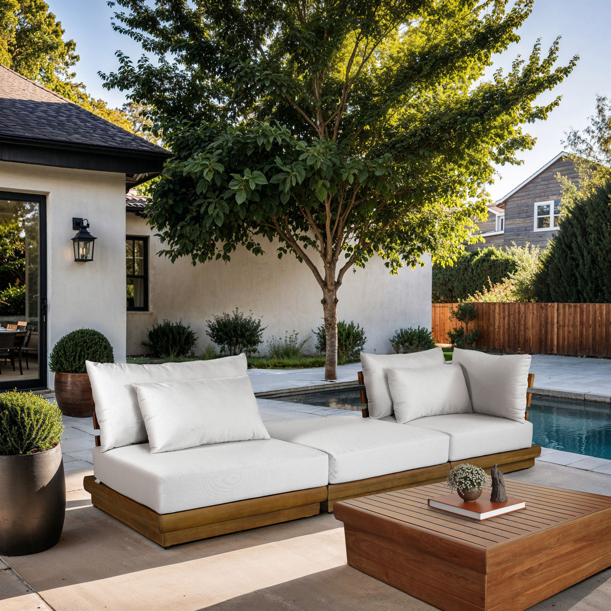 Mirella - 3 Piece Water Resistant Fabric Upholstered Outdoor Patio Modular Sofa