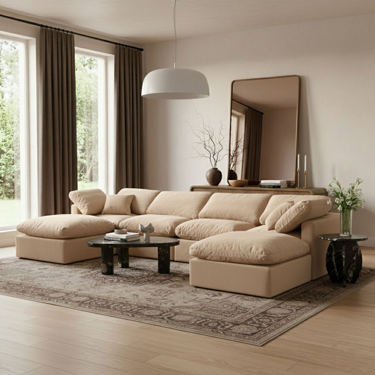 Indulge - Velvet 6 Piece Modular Double Chaise Sectional