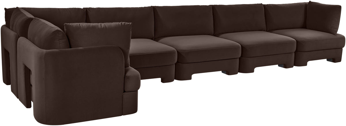 Hammond - Velvet Performance Fabric Upholstered 6 Piece L-Shaped Sectional