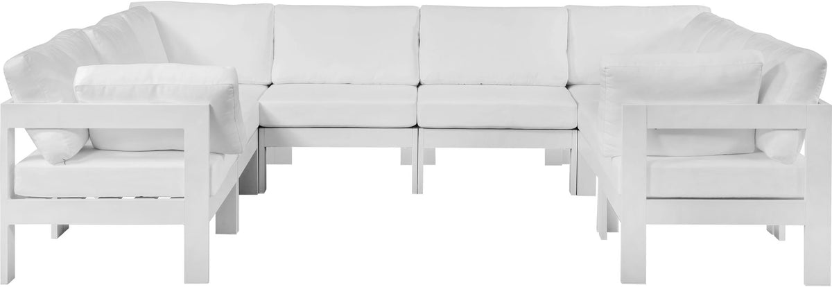 Nizuc - Outdoor Patio 8 Piece Modular Sectional With White Frame