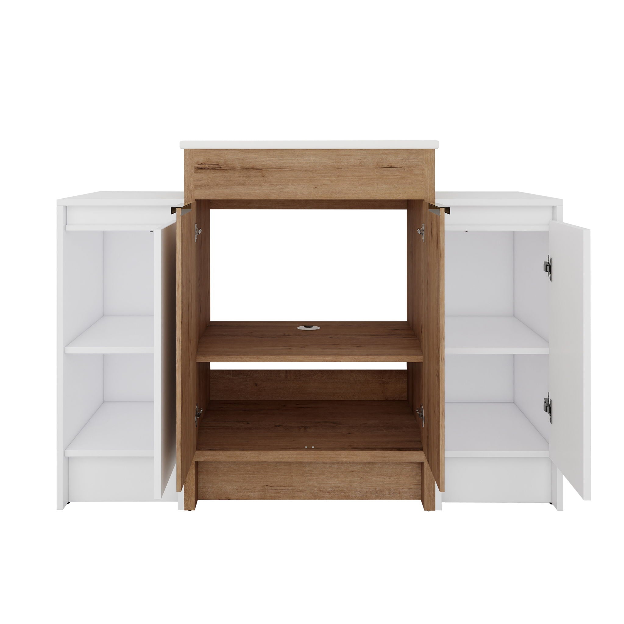 48" Freestanding Bathroom Vanity With Sink And 2 Storage Cabinets, Soft Closing Door - Imitative Oak / White
