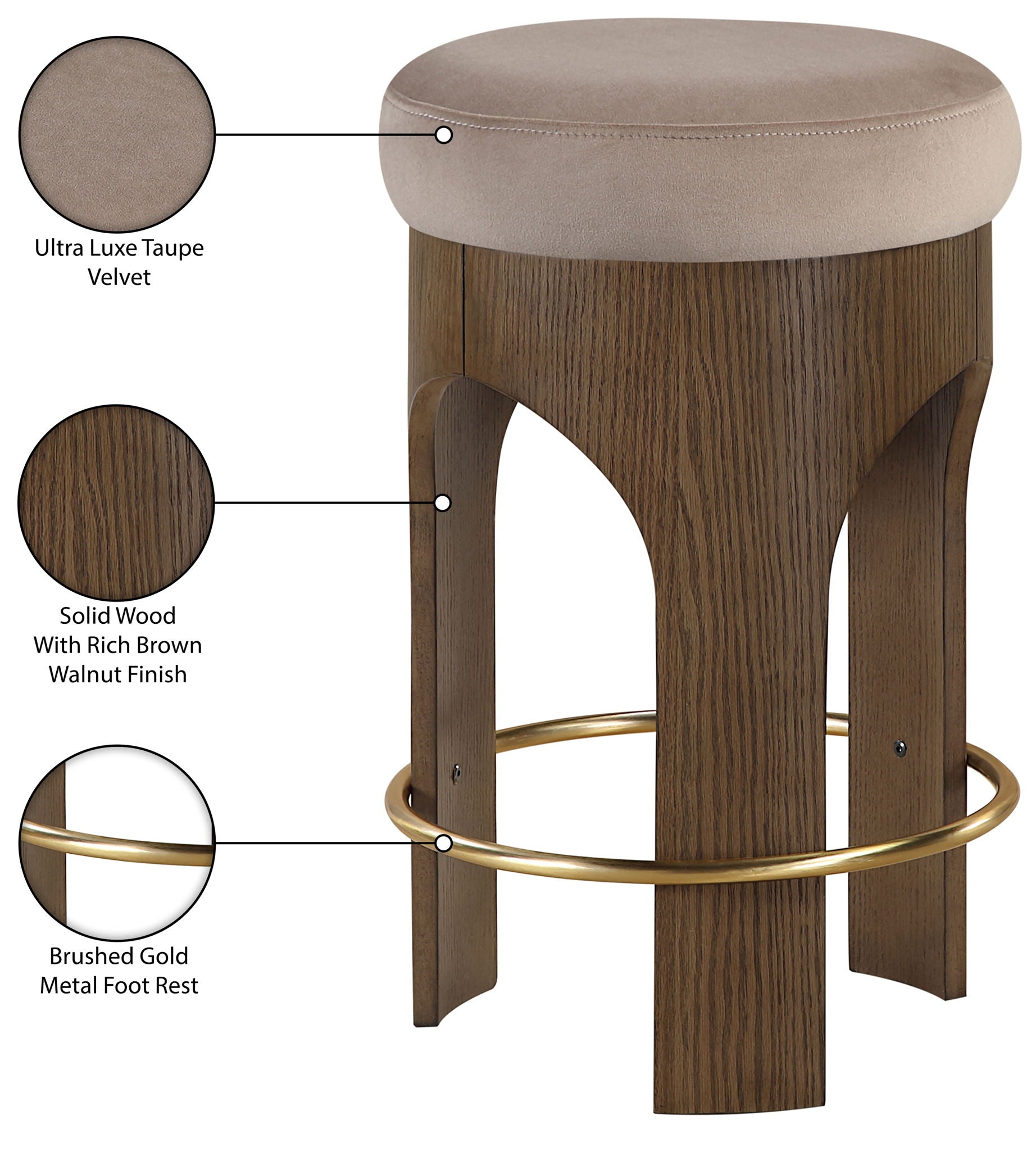 Bocceli - Counter Stool - Brown Base