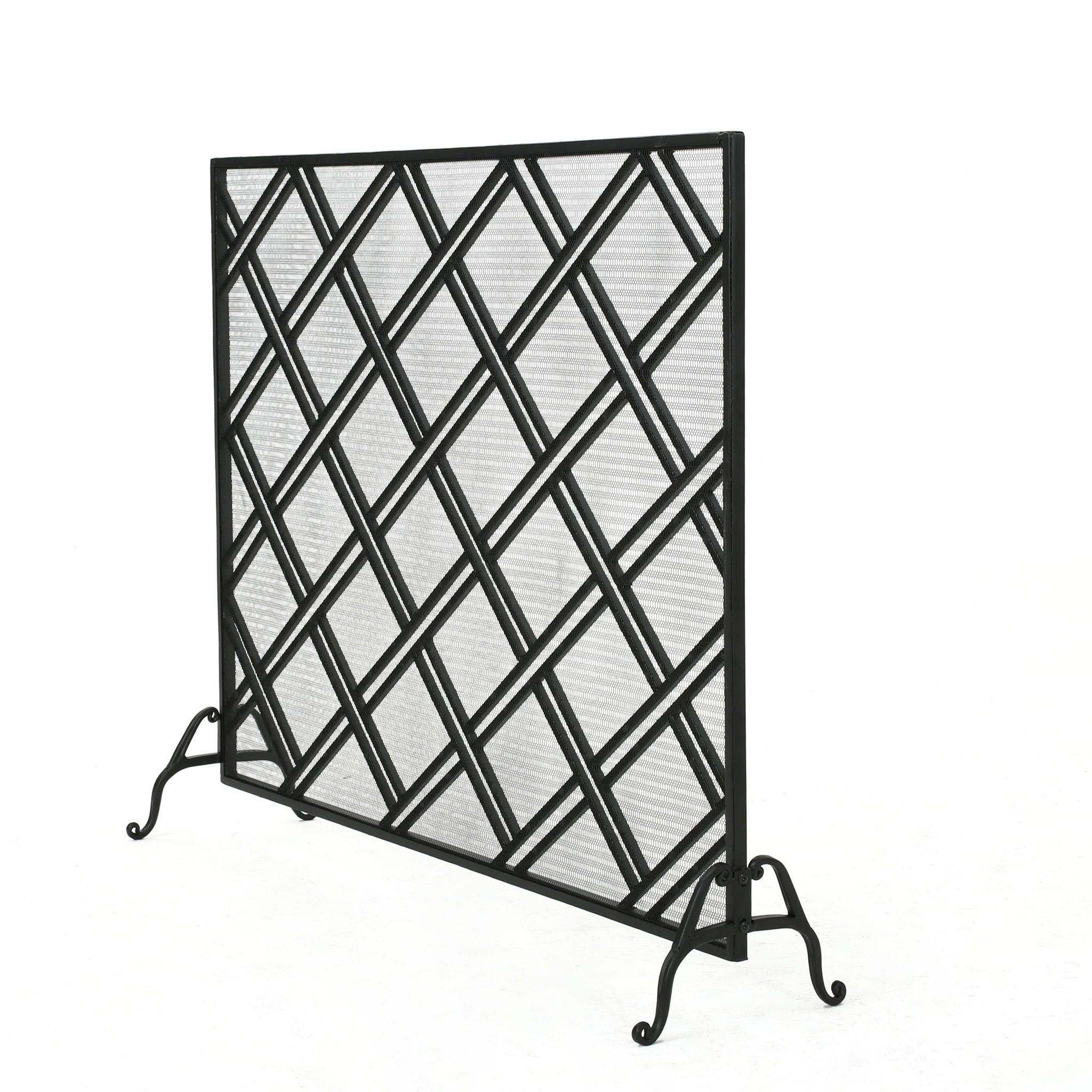 Elegant Design Fire Screen Protective Barrier Iron - Black