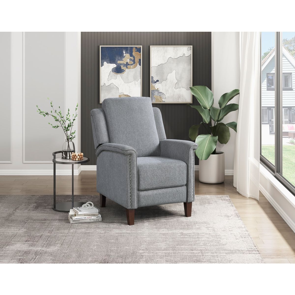 Lansing - Push Back Reclining Chair - Gray
