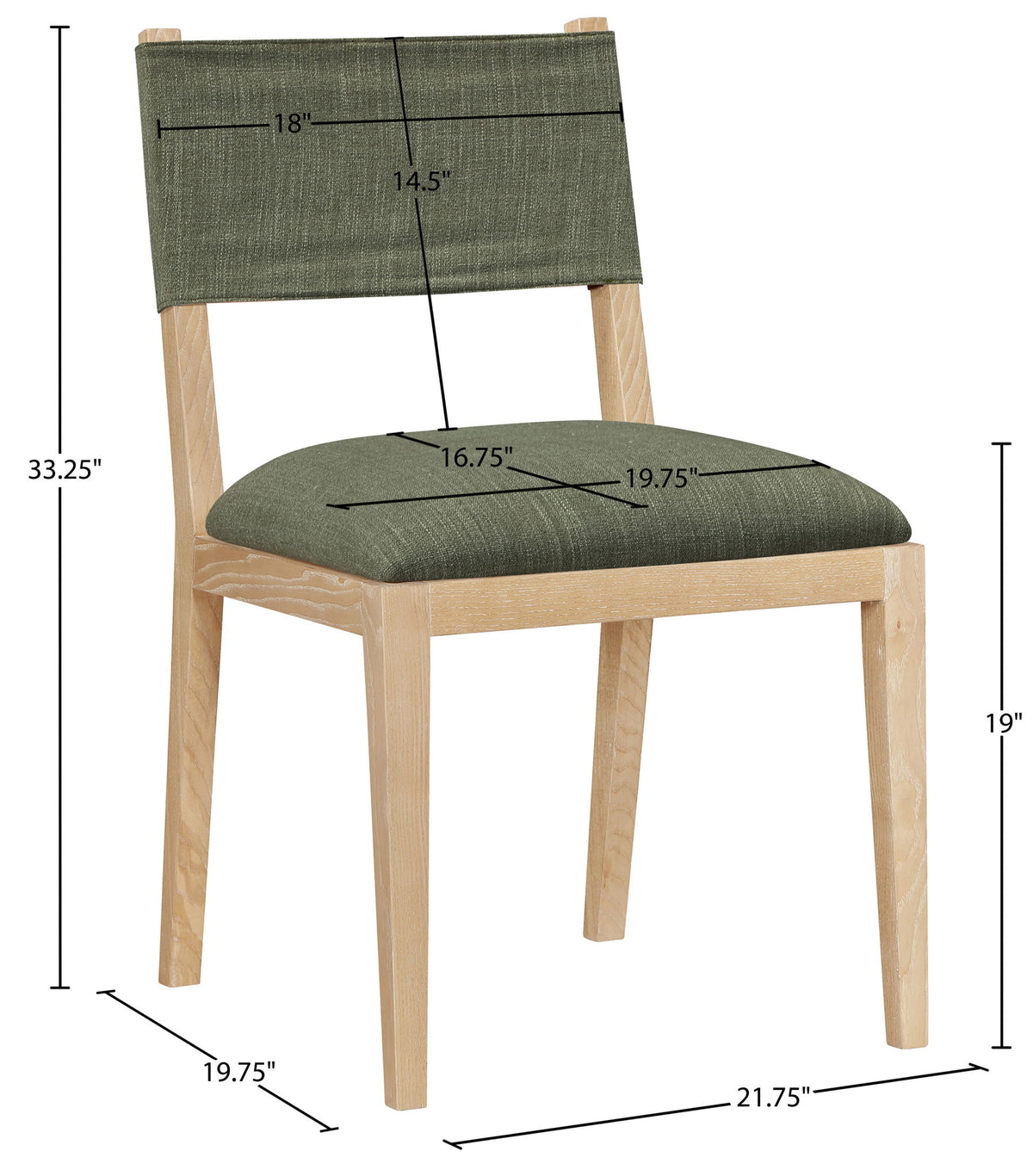Avon - Linen Textured Performance Fabric Upholstered Dining Side Chair (Set of 2)