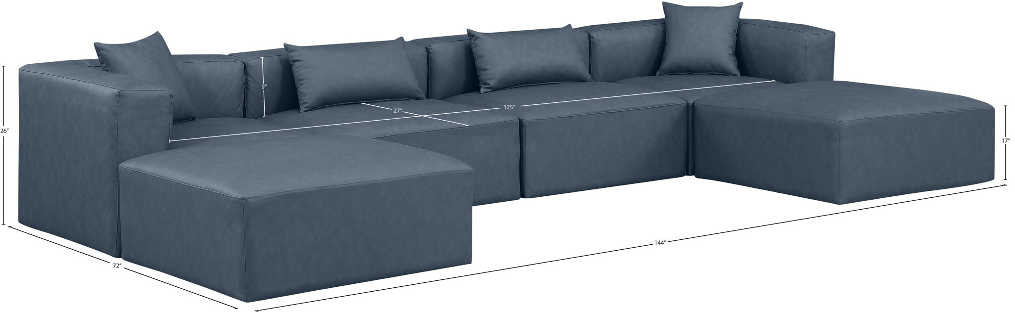 Cube - 6 Piece Modular Double Chaise Sectional