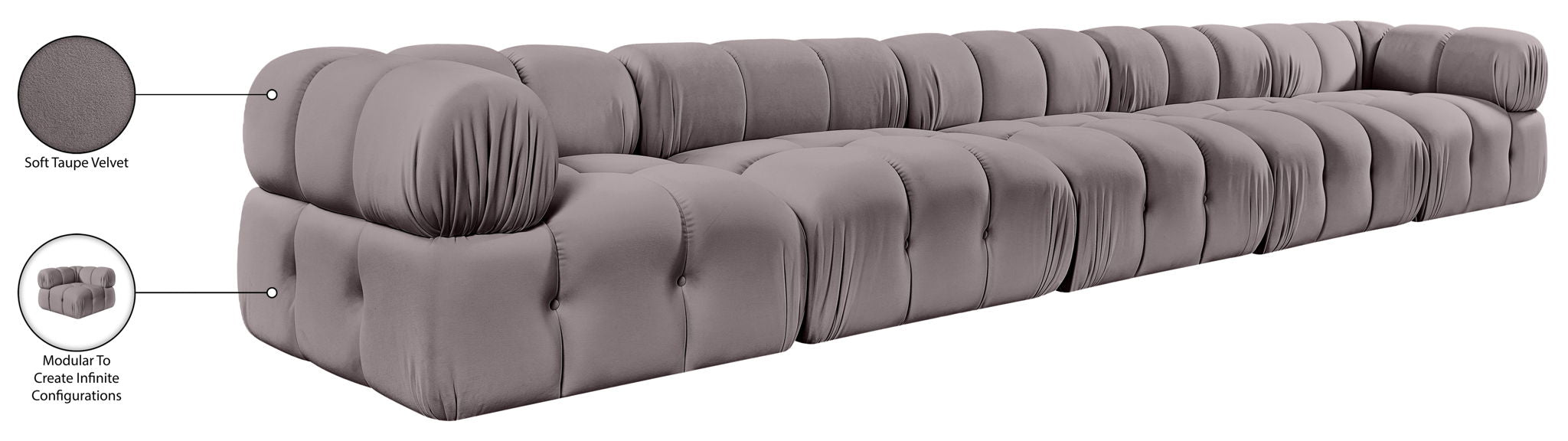 Orin - Fabric Velvet 5 Piece Modular Sofa