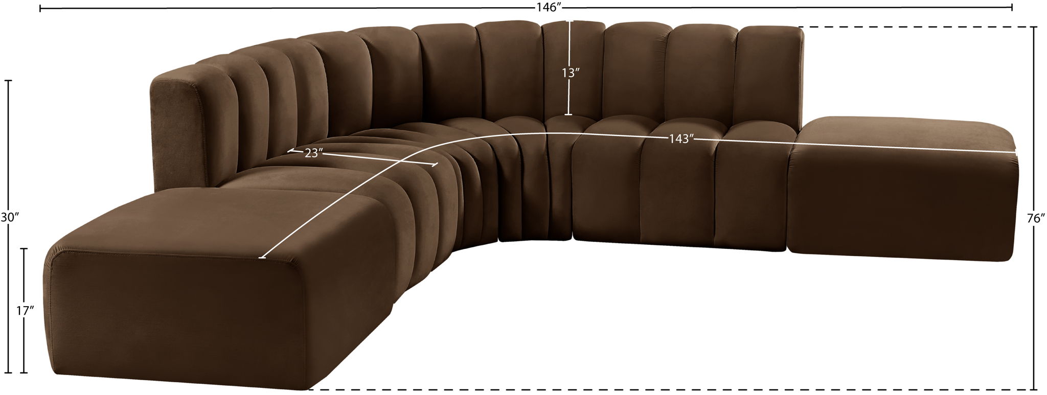 Arc - Velvet 6 Piece Corner Modular Sofa