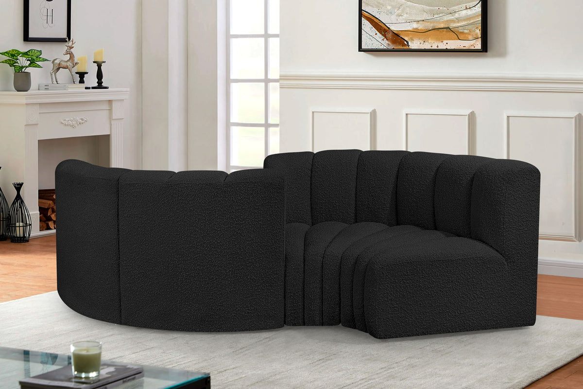 Arc - Boucle Fabric 4 Piece Curved Modular Sofa