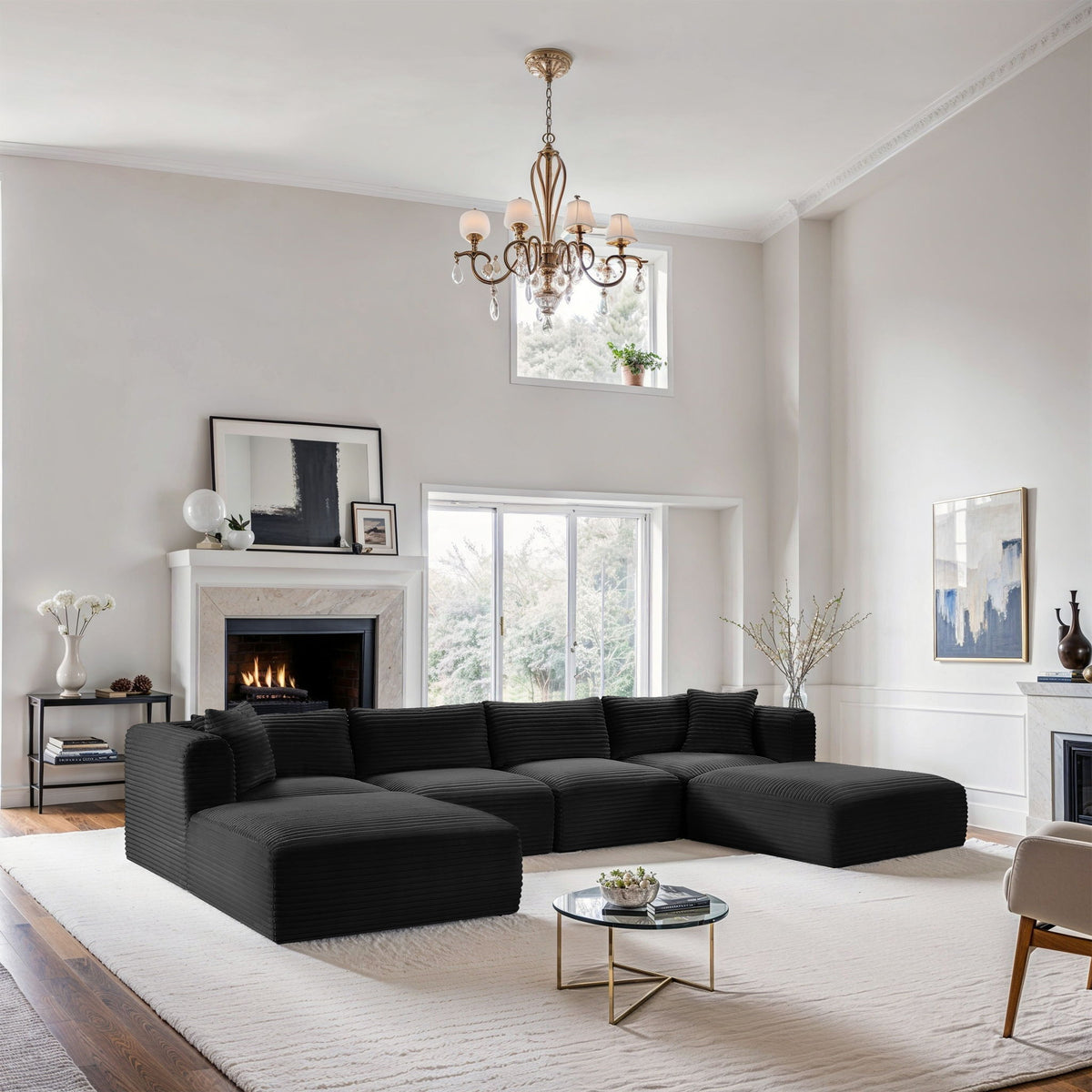 Shaggy - 6 Piece Modular Sectional With 2 Ottomans