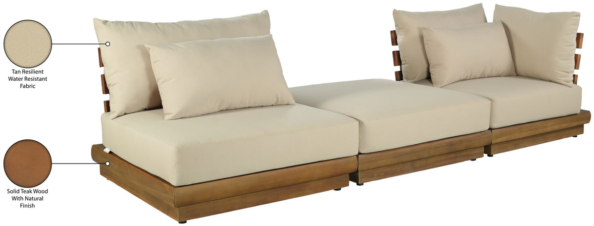 Mirella - 3 Piece Water Resistant Fabric Upholstered Outdoor Patio Modular Sofa